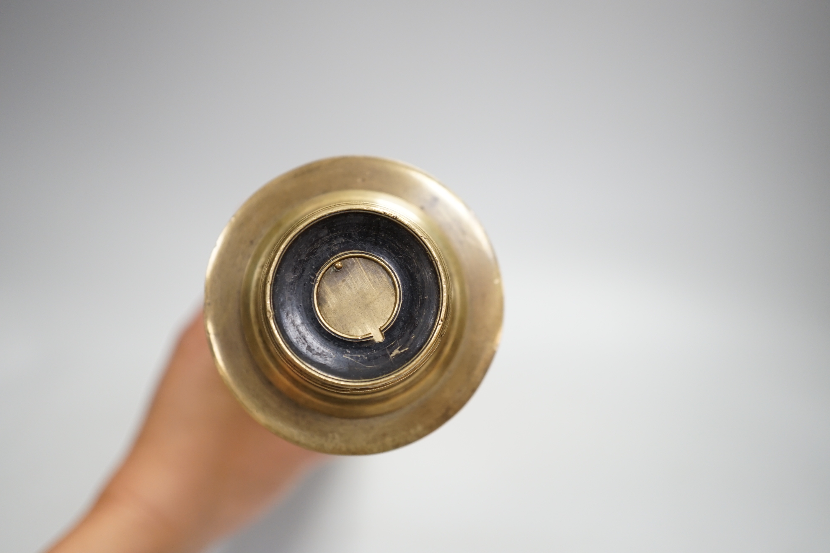 A Victorian two-draw brass telescope with leather cover to body by Mason of Dublin, 53cm when closed